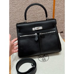 에르메스 Hermes Kelly Lakis 28cm Swift 89 Noir/silver