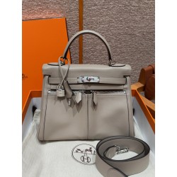 에르메스 Hermes Kelly Lakis 32cm Swift M8 Girs Asphalte/silver