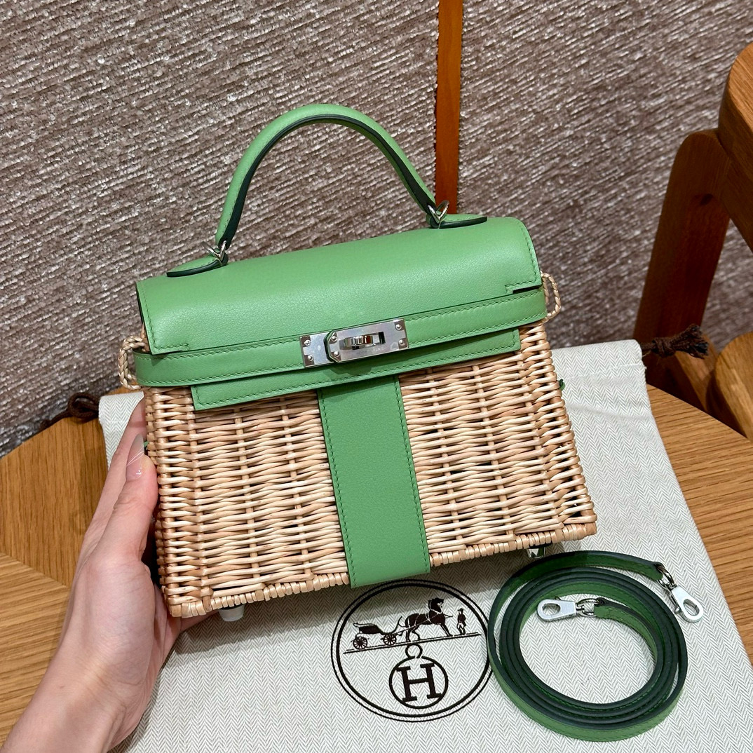 에르메스 Hermes Kelly Picnic 20cm Swift 3i Vert Criquet/silver