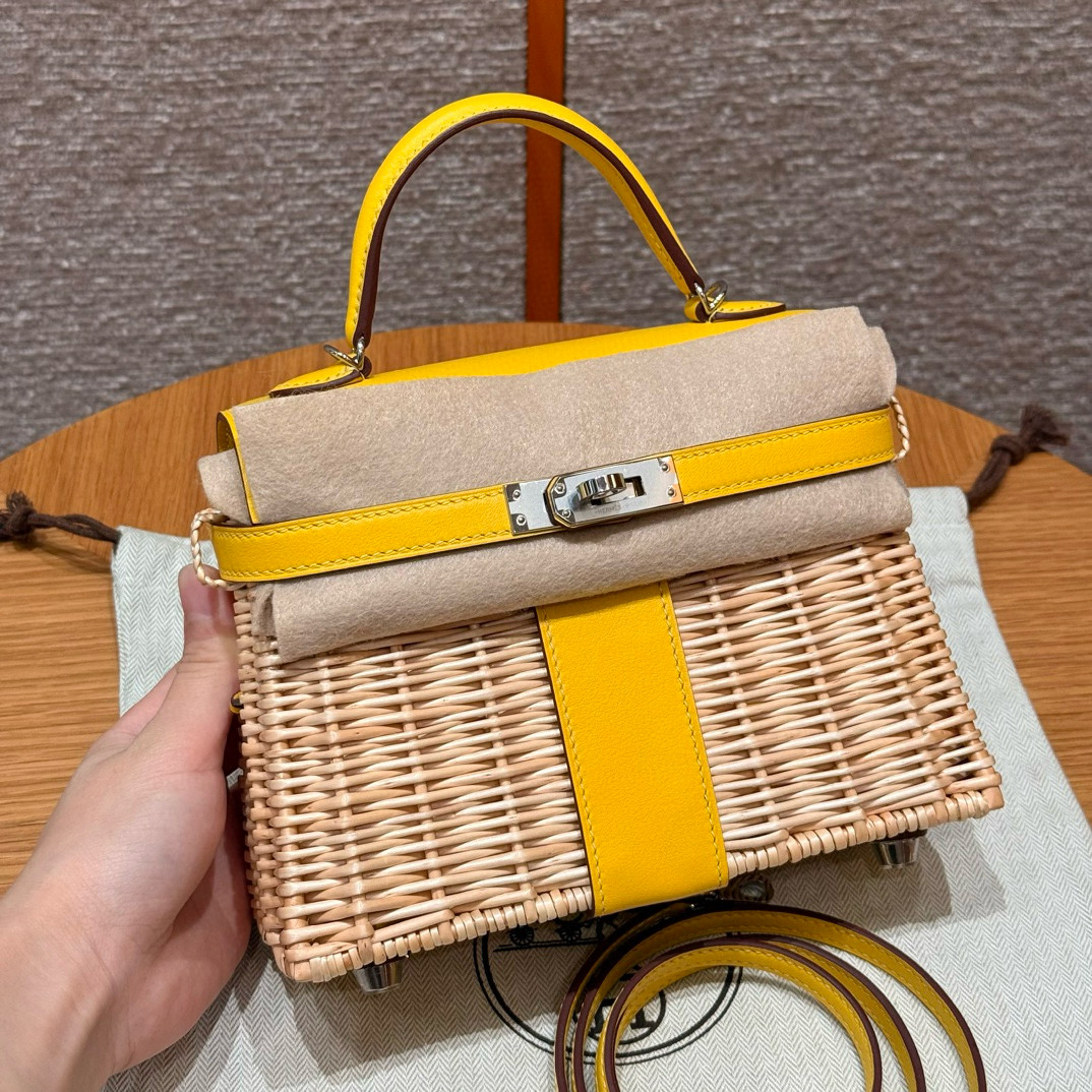 에르메스 Hermes Kelly Picnic 20cm Swift 9o Jaune naples/silver