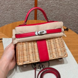 에르메스 Hermes Kelly Picnic 20cm Swift 90 Framboise/silver