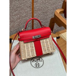 에르메스 Hermes Kelly Picnic 20cm Swift Q5 Rouge casaque/silver
