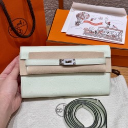 에르메스 Hermes  Kelly to go 19cm Epsom 0S Vert Fizz/silver