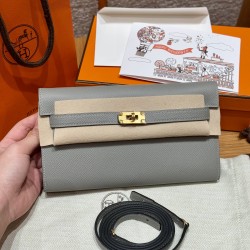 에르메스 Hermes  Kelly to go 19cm Epsom 4Z Girs Mouette/gold