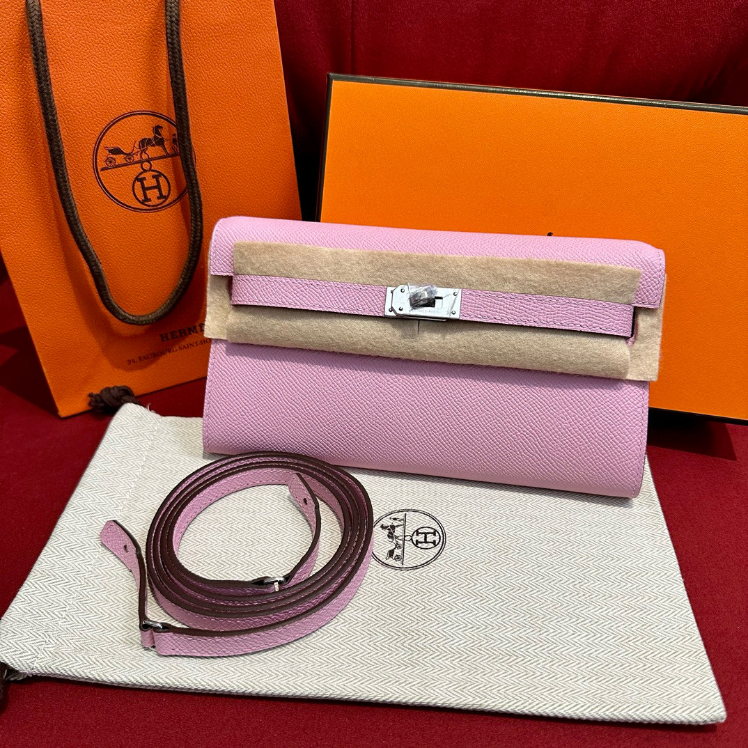 에르메스 Hermes  Kelly to go 19cm Epsom X9 Mauve/silver