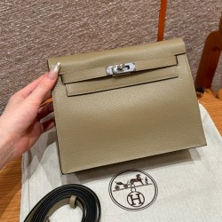에르메스 Hermes Kelly danse 22cm evercolor 8Q Beige Marfa/silver