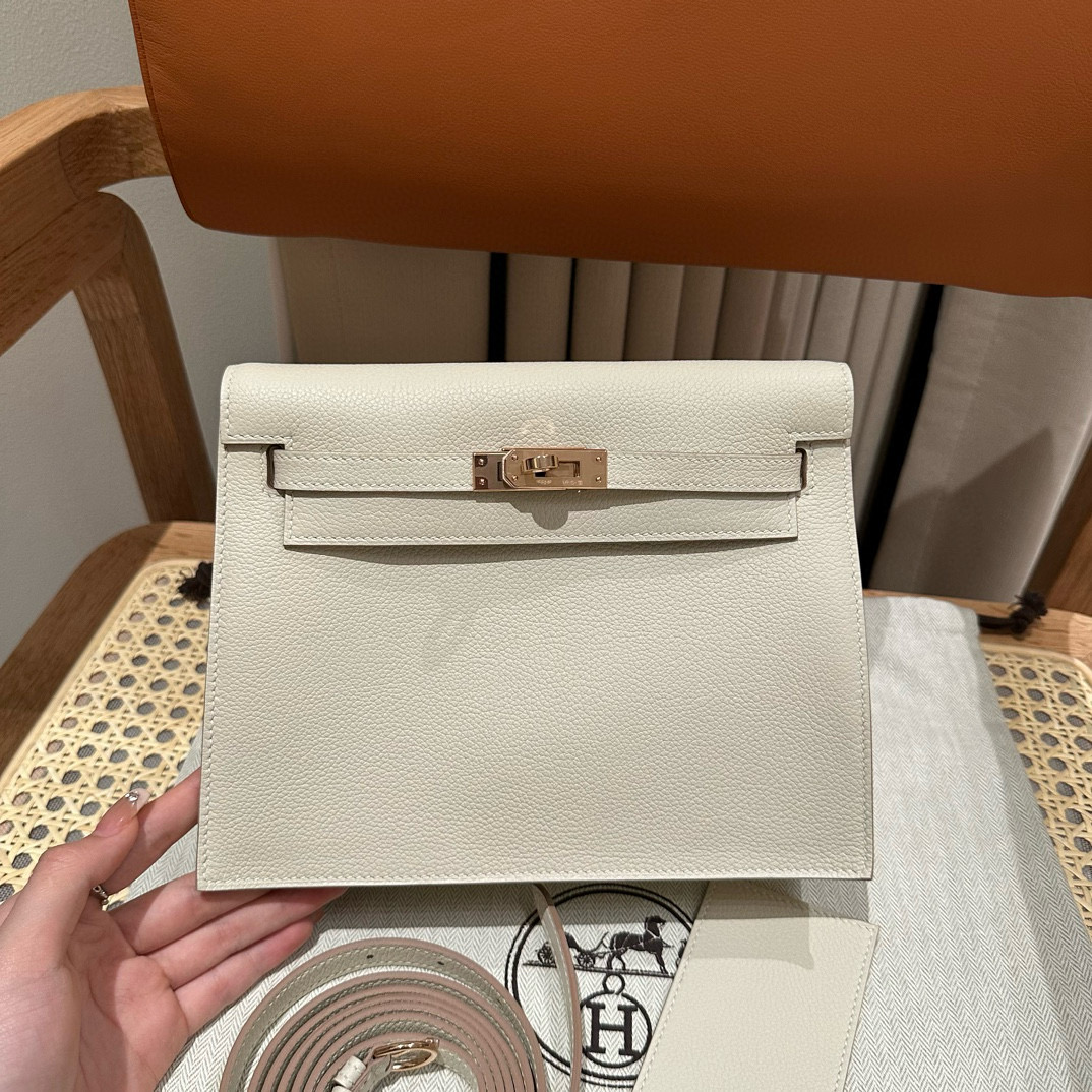 에르메스 Hermes Kelly danse 22cm evercolor 10 Craie/Rose gold