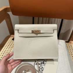 에르메스 Hermes Kelly danse 22cm evercolor 10 Craie/Rose gold