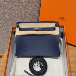 에르메스 Hermes Kelly danse 22cm evercolor 73 Blue saphir/silver