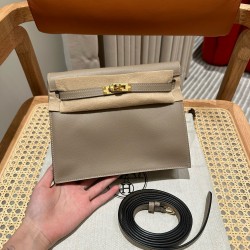 에르메스 Hermes Kelly danse 22cm evercolor 81 Gris tourterlle/gold