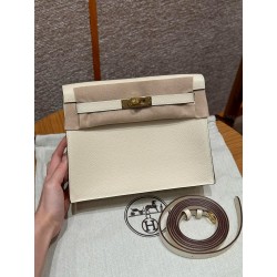 에르메스 Hermes Kelly danse 22cm evercolor i2 Nata/gold