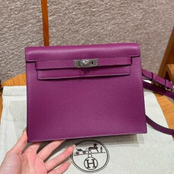 에르메스 Hermes Kelly danse 22cm evercolor P9 Anemone/silver