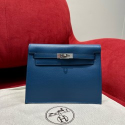 에르메스 Hermes Kelly danse 22cm evercolor S4 Deep blue/silver