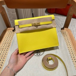 에르메스 Hermes Kelly danse 22cm swift 9R Lime/gold