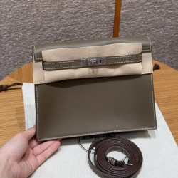 에르메스 Hermes Kelly danse 22cm swift 18 Etoupe/silver