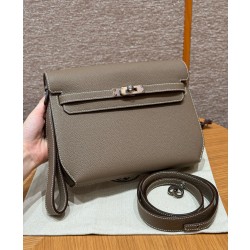 에르메스 Hermes kelly depeches 25cm Togo 18 Etoupe/silver