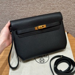 에르메스 Hermes kelly depeches 25cm Togo 89 Noir/gold