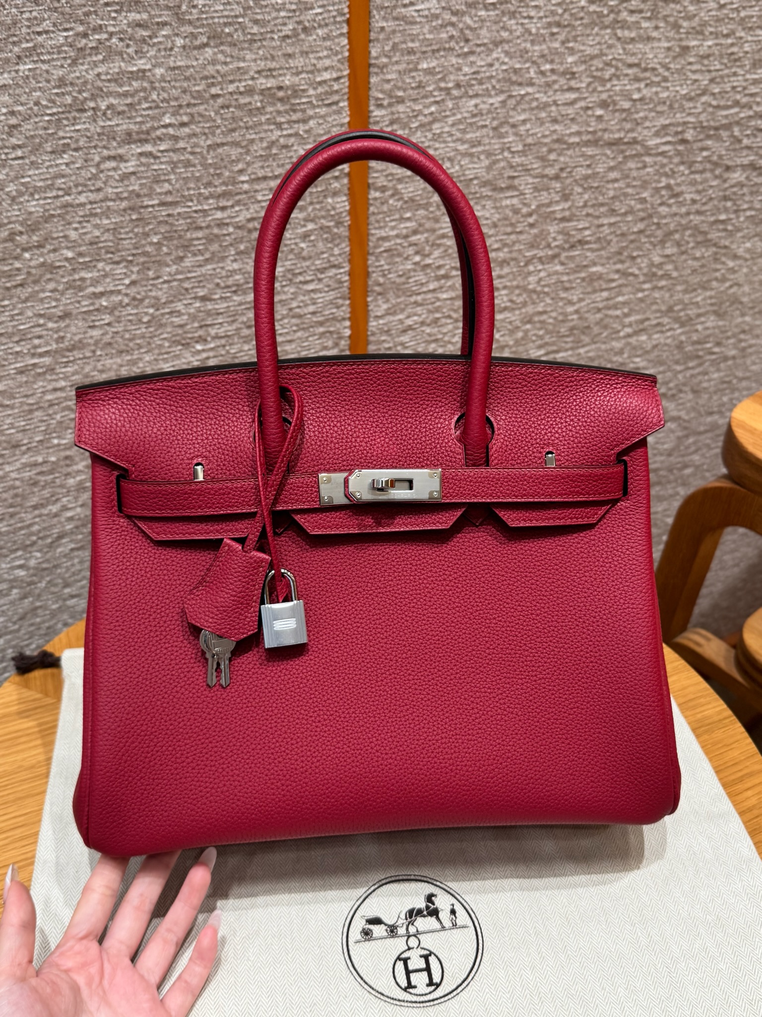 에르메스 Hermes Birkin 30cm Togo K1 Rouge grenat/silver