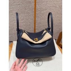 에르메스 Hermes Lindy 26cm evercolor 2Z Blue nuit/gold