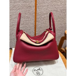 에르메스 Hermes Lindy 30cm Clemence K1 Rouge grenat/gold