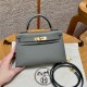 에르메스 Hermes Mini Kelly 19cm Epsom 0L Gris Meyer/gold