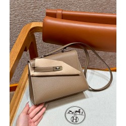 에르메스 Hermes Kelly II Sellier 20cm Epsom 18 Etoupe/silver