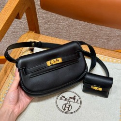 에르메스 Hermes Kelly moove17cm Swift 89 Noir/gold