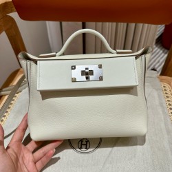 에르메스 Hermes Kelly 2424 21cm evercolor 0T Mushroom/silver