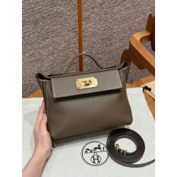 에르메스 Hermes Kelly 2424 21cm evercolor 18 Etoupe/gold