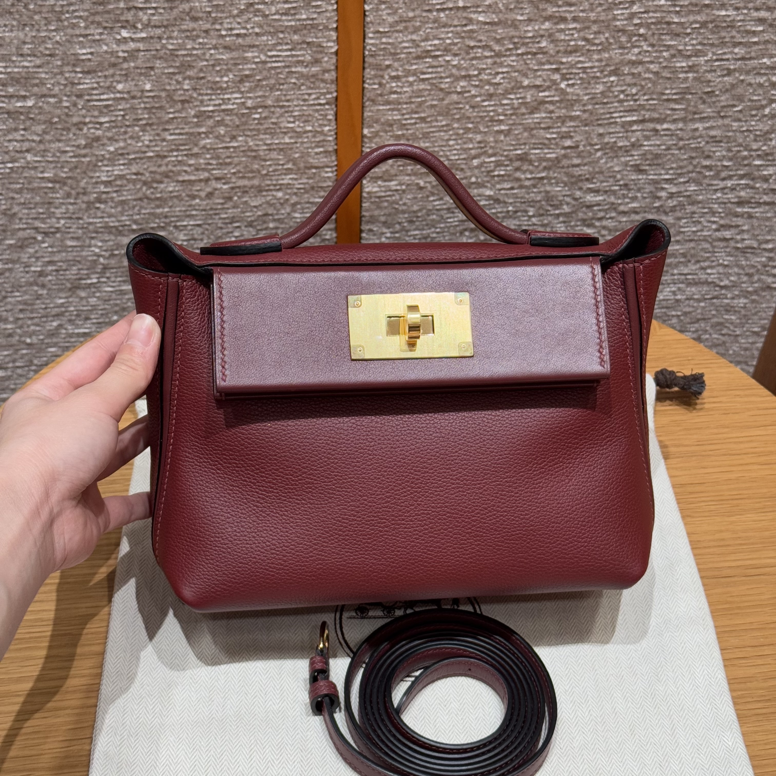 에르메스 Hermes Kelly 2424 21cm evercolor 55 Rouge H/gold