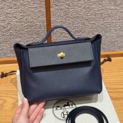 에르메스 Hermes Kelly 2424 21cm evercolor and swift 73 Blue saphir/gold