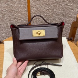 에르메스 Hermes Kelly 2424 21cm evercolor OG Rouge Sellier and 0D Rose Maxico/gold