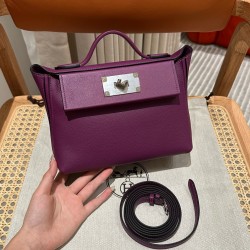 에르메스 Hermes Kelly 2424 21cm evercolor P9 Anemone/silver