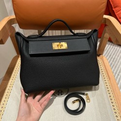 에르메스 Hermes Kelly 2424 29cm evercolor 89 Noir/gold