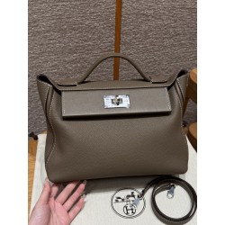 에르메스 Hermes Kelly 2424 29cm evercolor and swift 18 Etoupe/silver