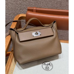 에르메스 Hermes Kelly 2424 29cm evercolor D0 Beige de Weimar/silver
