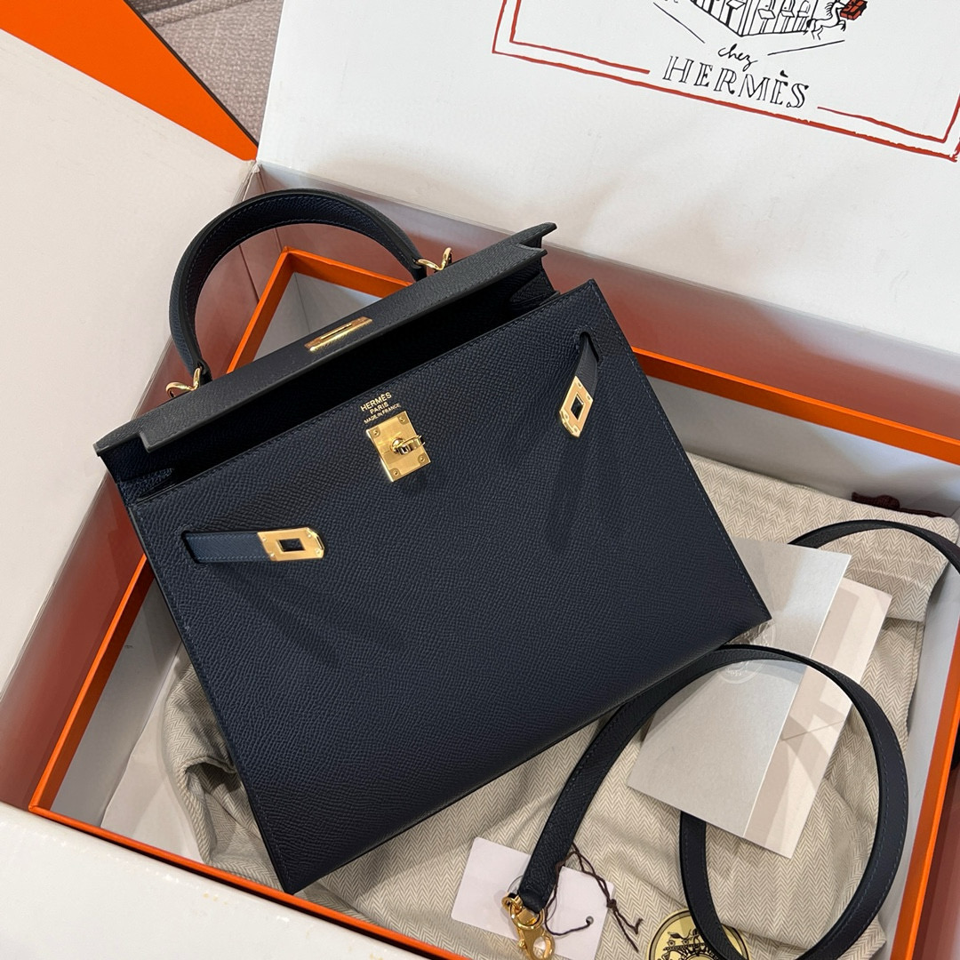 에르메스 Hermes Kelly 25cm Epsom 2Z Blue niut/gold