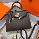 에르메스 Hermes Kelly 25cm Epsom 46 Ebene and 28 Caramel/gold