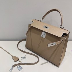 에르메스 Hermes Kelly 28cm Epsom 18 Etoupe/silver