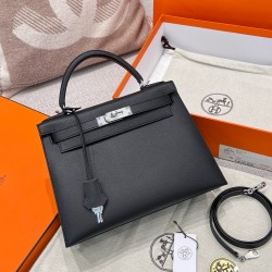 에르메스 Hermes Kelly 28cm Epsom 89 Noir/silver