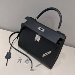 에르메스 Hermes Kelly 28cm Epsom 89 Noir/silver