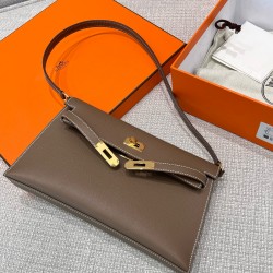 에르메스 Hermes Kelly elan Germany Leather 18 Etoupe/gold