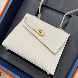 에르메스 Hermes Kelly II Sellier 20cm Epsom 10 Craie/gold