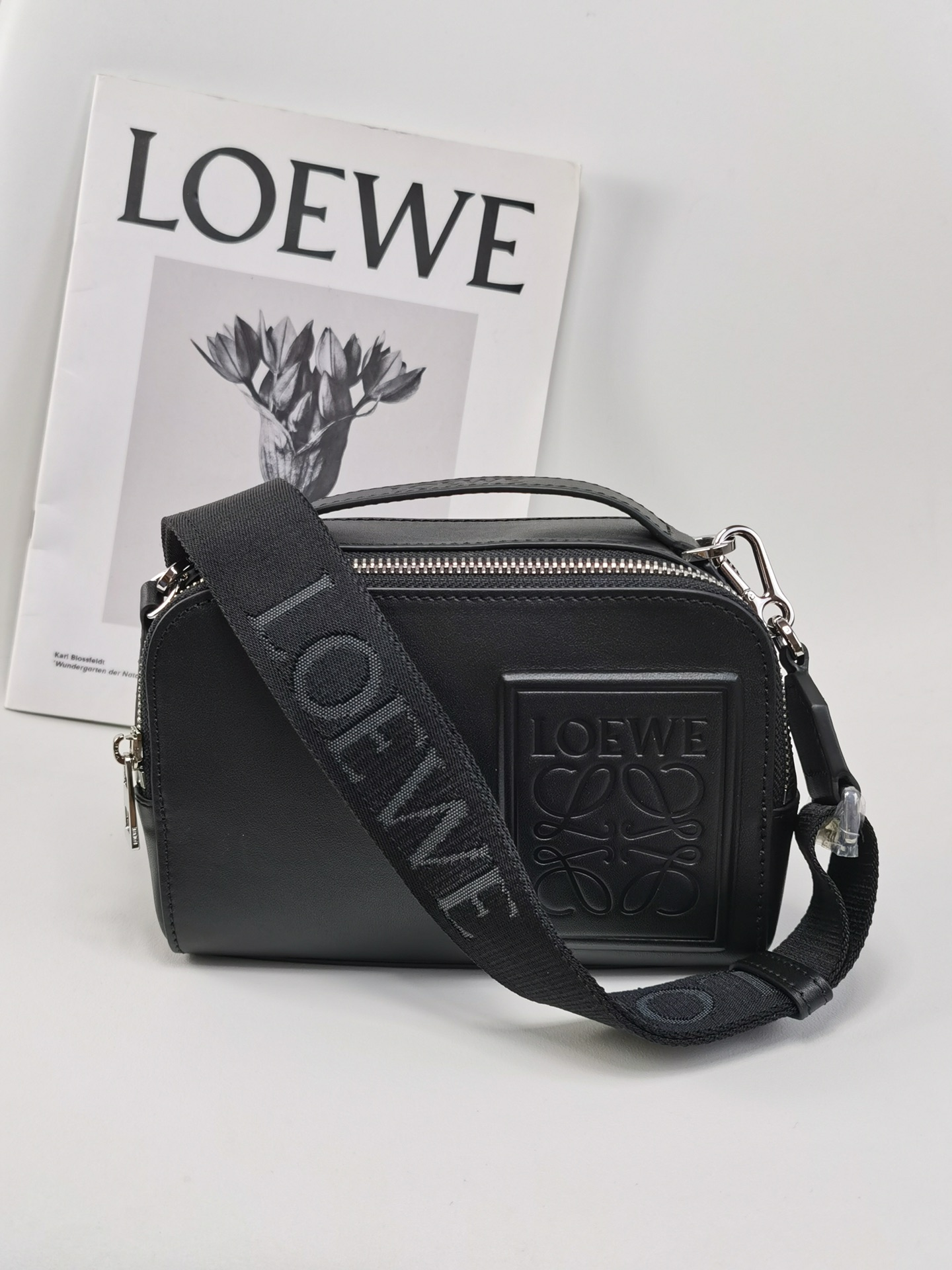 로에베 Loewe C565R41X04 Mini Camera Crossbody Bag in Satin Calfskin Black
