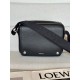 로에베 Loewe BANBA73X01 Medium Pebble Messenger Bag in Supple Grained Calfskin Black