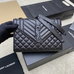 생로랑 Saint laurent/YSL 392739 Monogram Chain Wallet in Mix Matelasse Grain De Poudre Embossed Leather Black