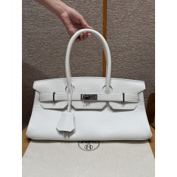 에르메스 Hermes Shoulder Birkin 42cm Clemence 01 Blanc/silver
