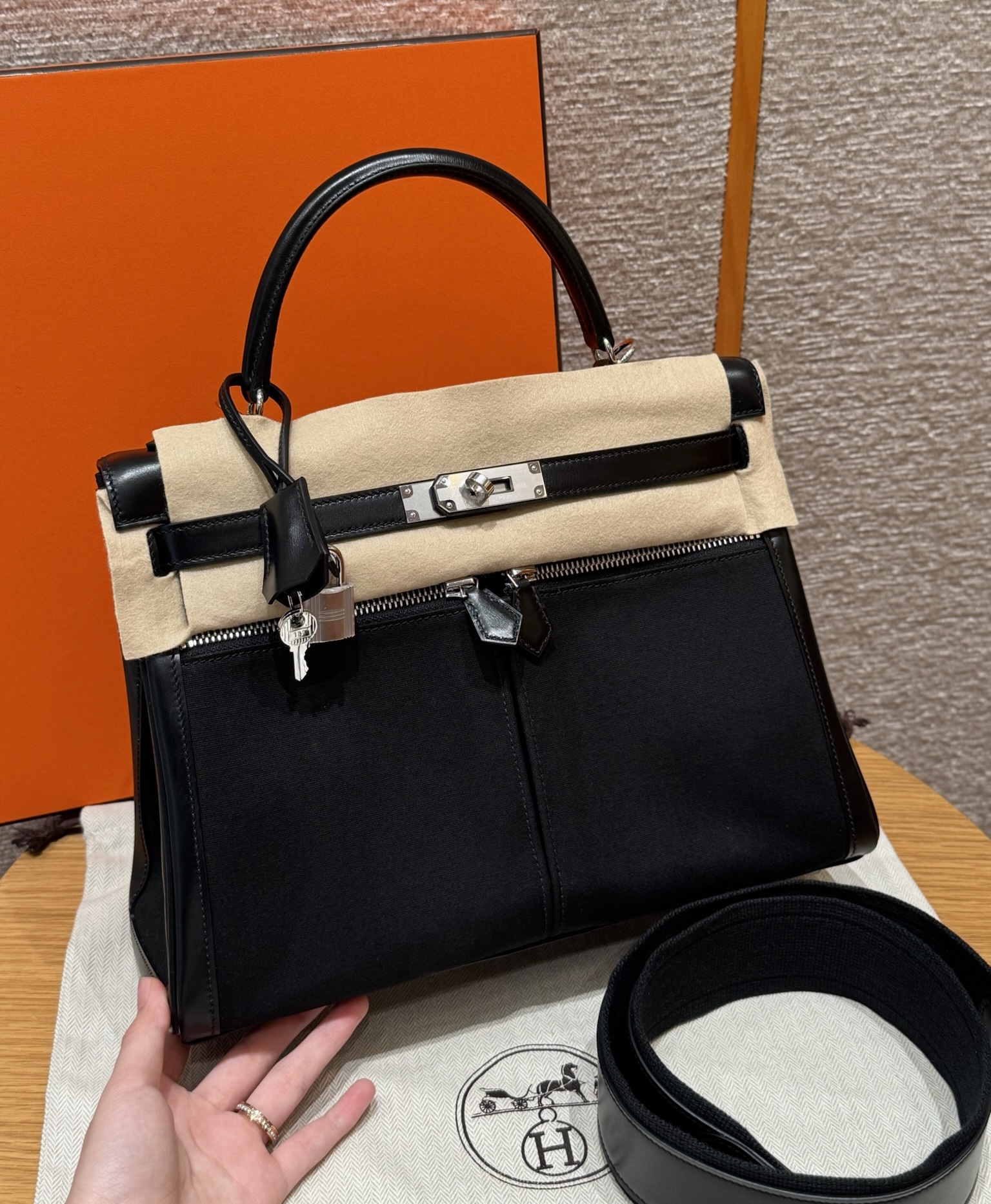 에르메스 Hermes Kelly Lakis 32cm Box 89 Noir/silver