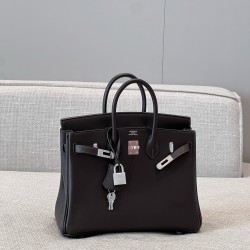 에르메스 Hermes Brikin 25cm Swift 46 Ebene/silver