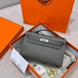 에르메스 Hermes Kelly Pochette Swift 0L Girs Meyer/silver
